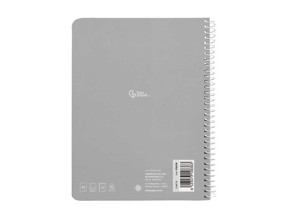 CUADERNO ESPIRAL LIDERPAPEL A5 WITTY TAPA DURA 80H 90GR RAYADO MONTESSORI 5 MM COLORES SURTIDOS