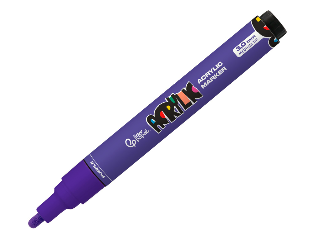 ROTULADOR LIDERPAPEL ACRYLIC BASE AGUA TODO TIPO DE SUPERFICIE PUNTA REDONDA 3 MM PURPURA