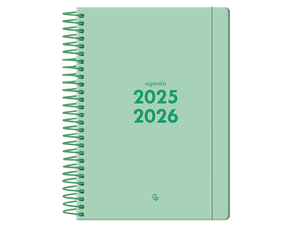 AGENDA ESCOLAR LIDERPAPEL 25-2 6 ESPIRAL BASIC VERDE MENTA SEMANA VISTA A5 BILINGE PAPEL FSC 70 GR