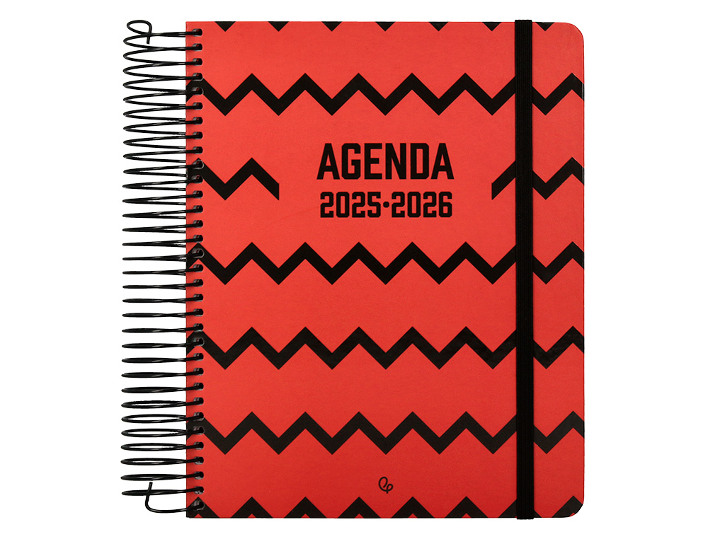 AGENDA ESCOLAR LIDERPAPEL 25-26 ESPIRAL PATTERNS ZIGZAG DIA PAGINA A5 BILINGE PAPEL FSC