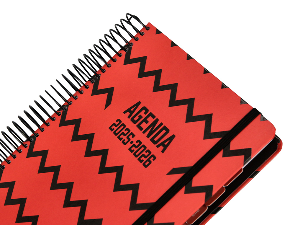 AGENDA ESCOLAR LIDERPAPEL 25-26 ESPIRAL PATTERNS ZIGZAG DIA PAGINA A5 BILINGE PAPEL FSC