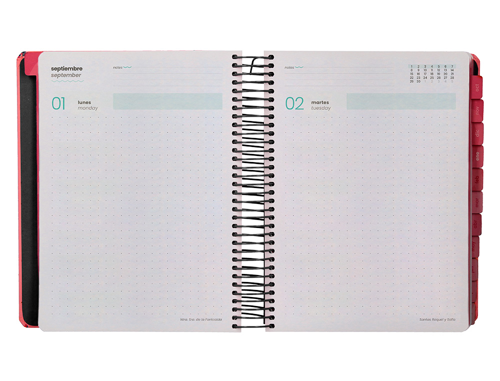 AGENDA ESCOLAR LIDERPAPEL 25-26 ESPIRAL PATTERNS ZIGZAG DIA PAGINA A5 BILINGE PAPEL FSC