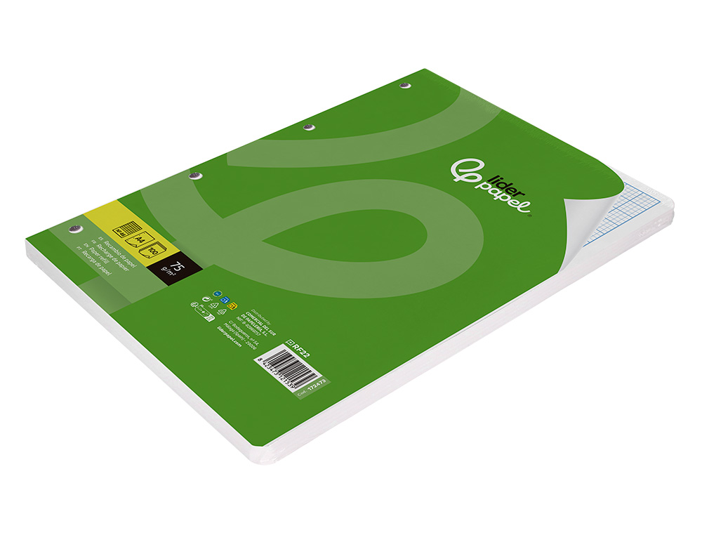RECAMBIO LIDERPAPEL A4 100 HOJAS 75GR RAYADO N46 4 TALADROS