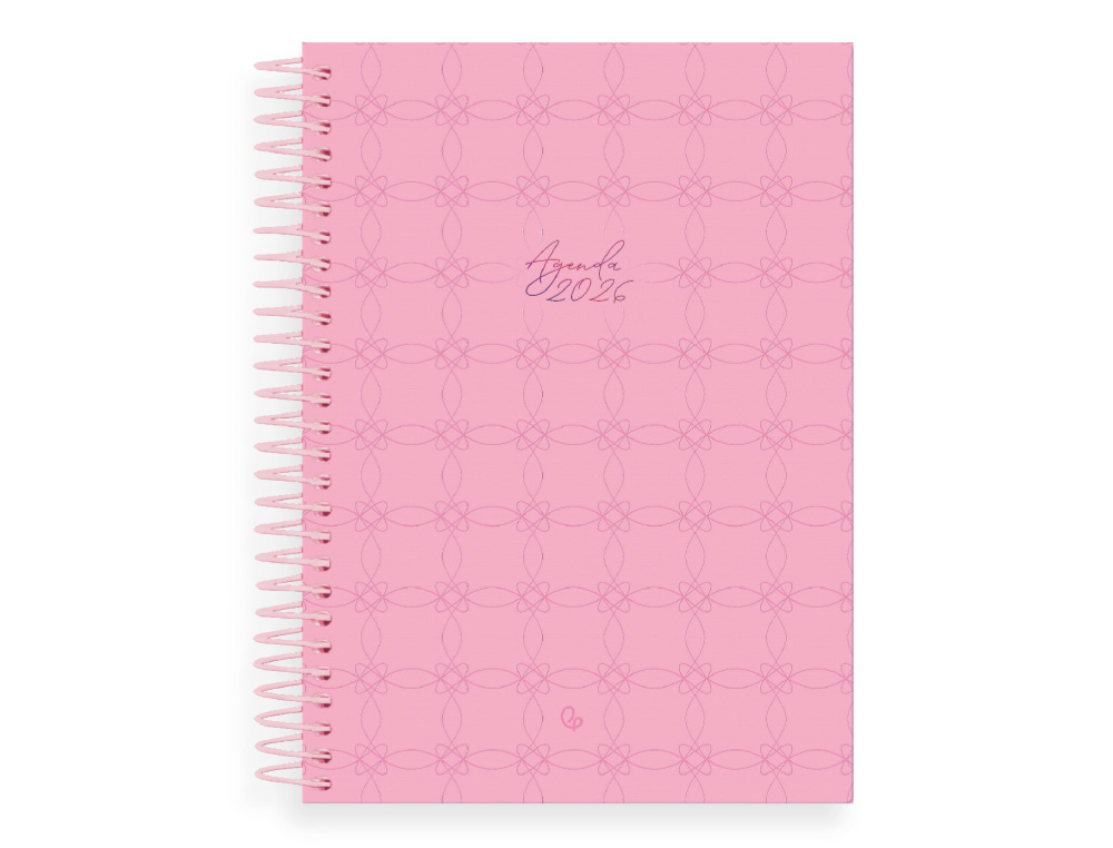 AGENDA ESPIRAL LIDERPAPEL PERISSA A4 2026 DIA PAGINA ROSA PAPEL 80 GR FSC