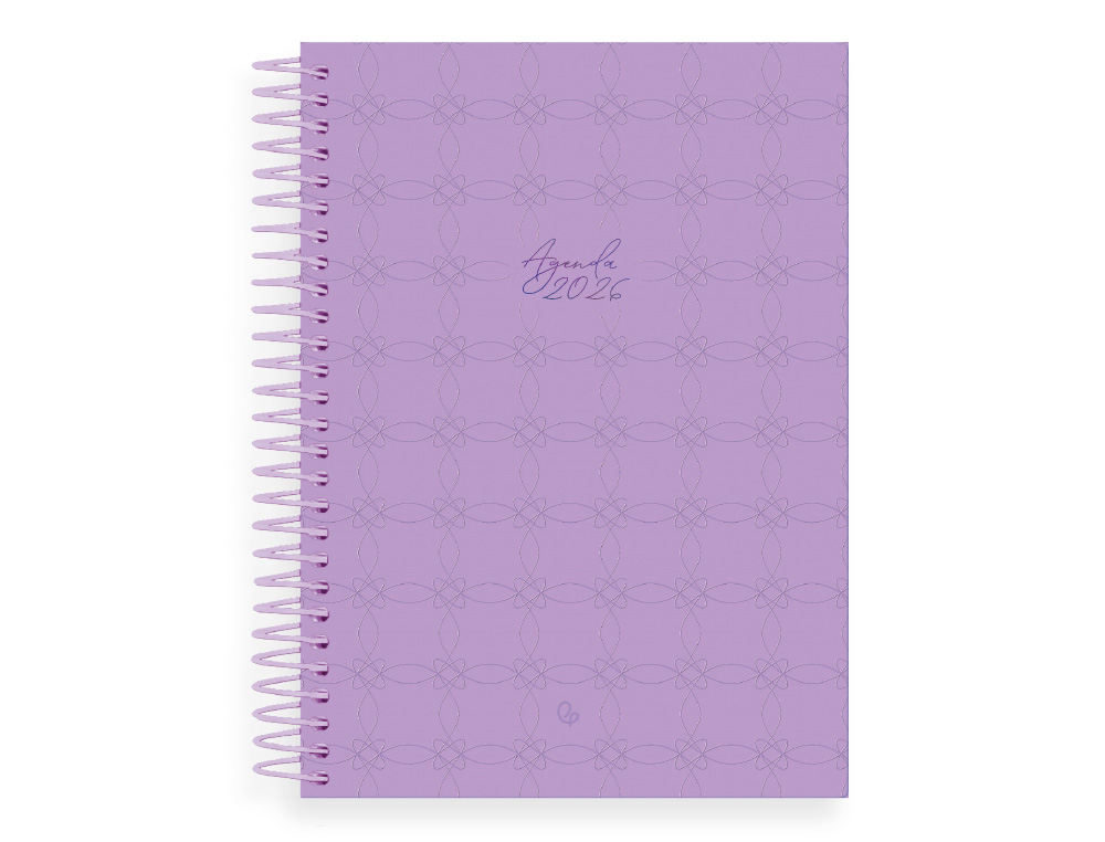 AGENDA ESPIRAL LIDERPAPEL PERISSA A4 2026 DIA PAGINA MORADO PAPEL 80 GR FSC