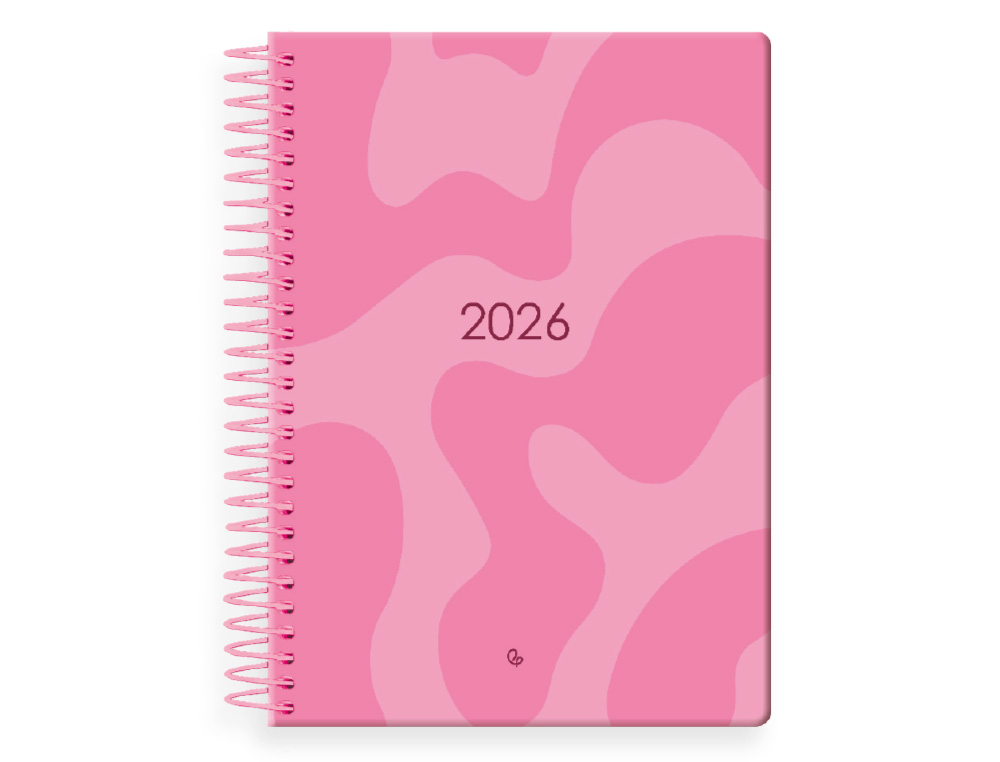 AGENDA ESPIRAL LIDERPAPEL SYROS 150X210 MM 2026 DIA PAGINA ROSA PAPEL 60 GR FSC