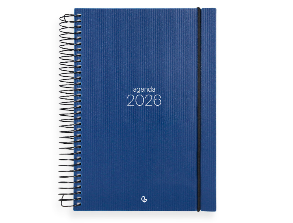 AGENDA ESPIRAL LIDERPAPEL OLBIA A4 2026 DIA PAGINA AZUL PAPEL 60 GR FSC
