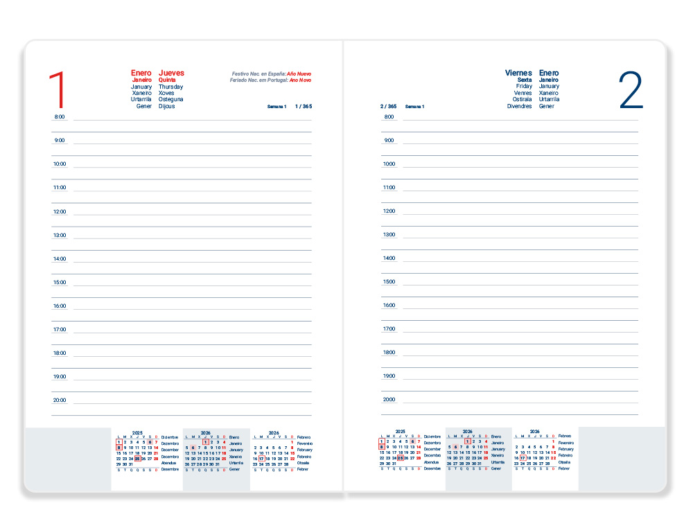 AGENDA ENCUADERNADA LIDERPAPEL CORFU A5 2026 DIA PAGINA ROSA PAPEL 60 GR FSC