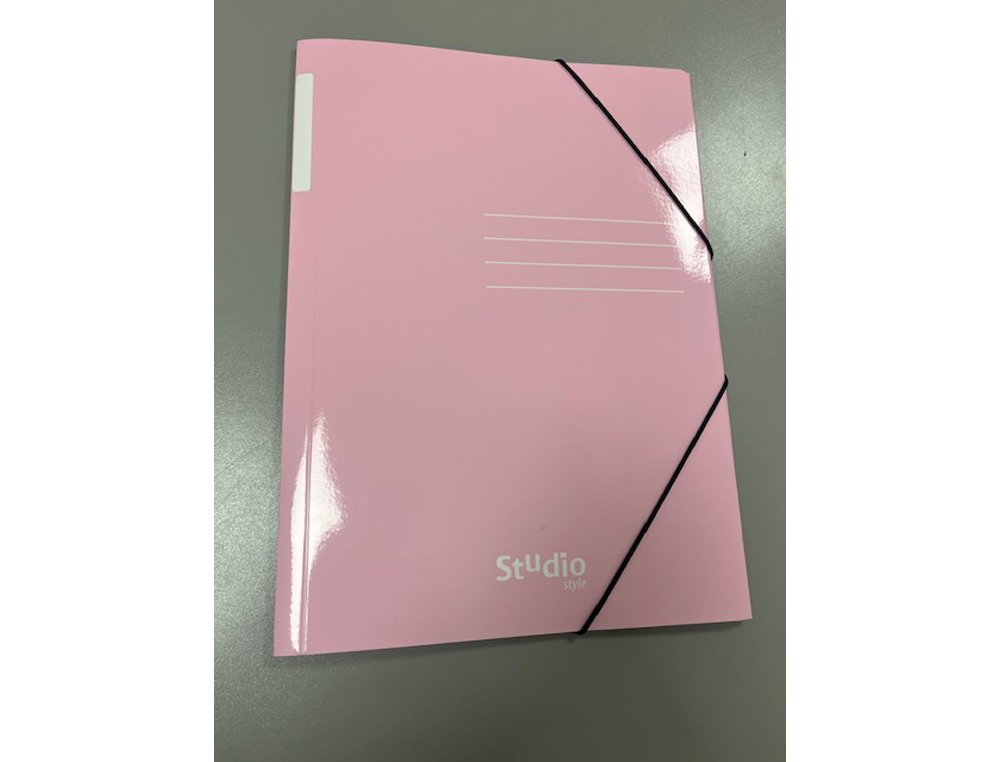 CARPETA CON GOMAS PARDO TRES SOLAPAS DIN A4 CARTON PASTEL EXPOSITOR DE 24 UNIDADES COLORES SURTIDOS