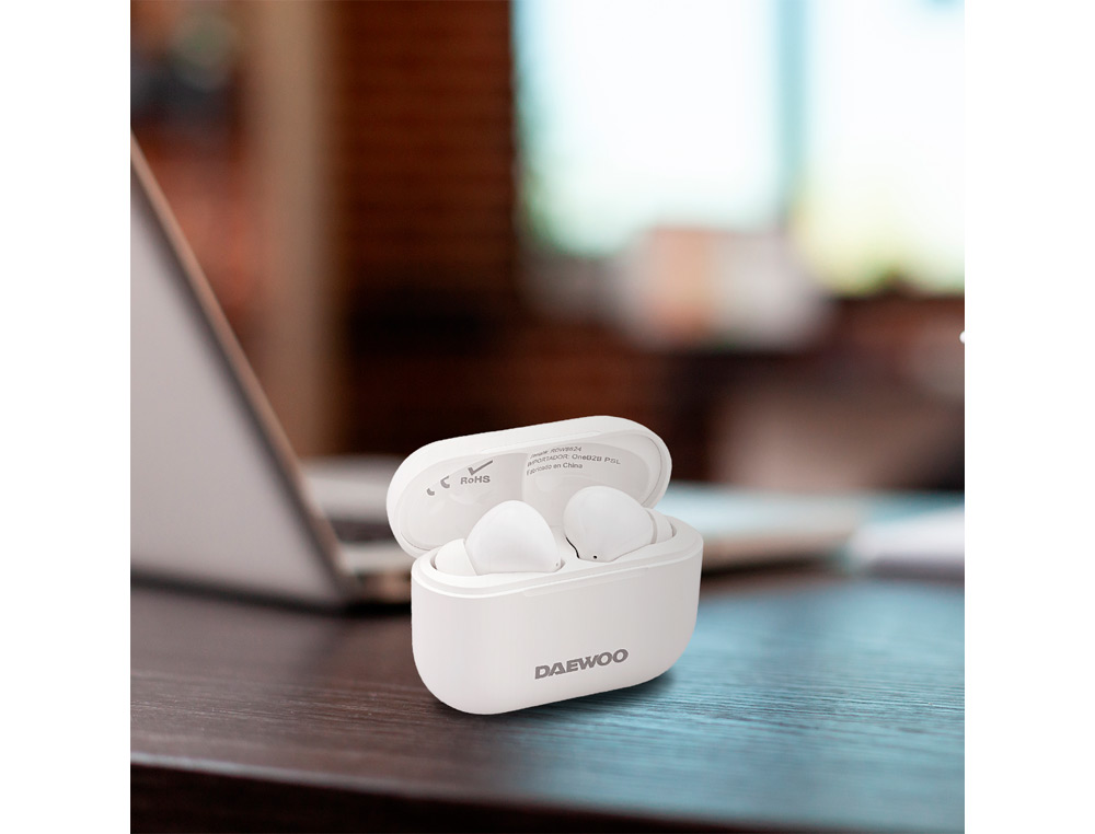 AURICULAR DAEWOO TWS BLUETOOTH 5.3 USB TIPO-C CON ESTUCHE DE CARGA 500MAH COLOR BLANCO