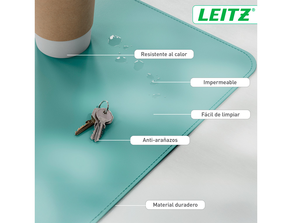 ALFOMBRILLA DE SOBREMESA LEITZ 80X40 CM COLOR VERDE MENTA