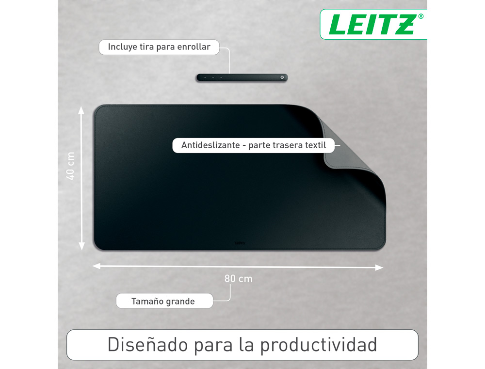 ALFOMBRILLA DE SOBREMESA LEITZ 80X40 CM COLOR NEGRO