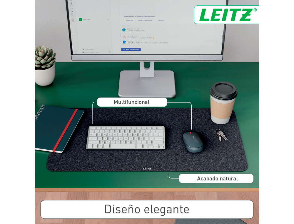 ALFOMBRILLA DE SOBREMESA LEITZ FIELTRO 70X36 CM COLOR GRIS