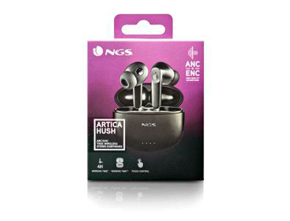 AURICULARES NGS ARTICA HUSH CON ANC&ENC BLUETOOTH 16 HORAS DE AUTONOMIA CON MICROFONO Y TOUCH CONTROL