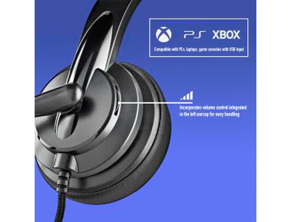 AURICULARES NGS VOX605 CON CABLE ESTEREO USB-C CON CONTROL DE VOLUMEN Y ADAPTADOR USB COLOR NEGRO