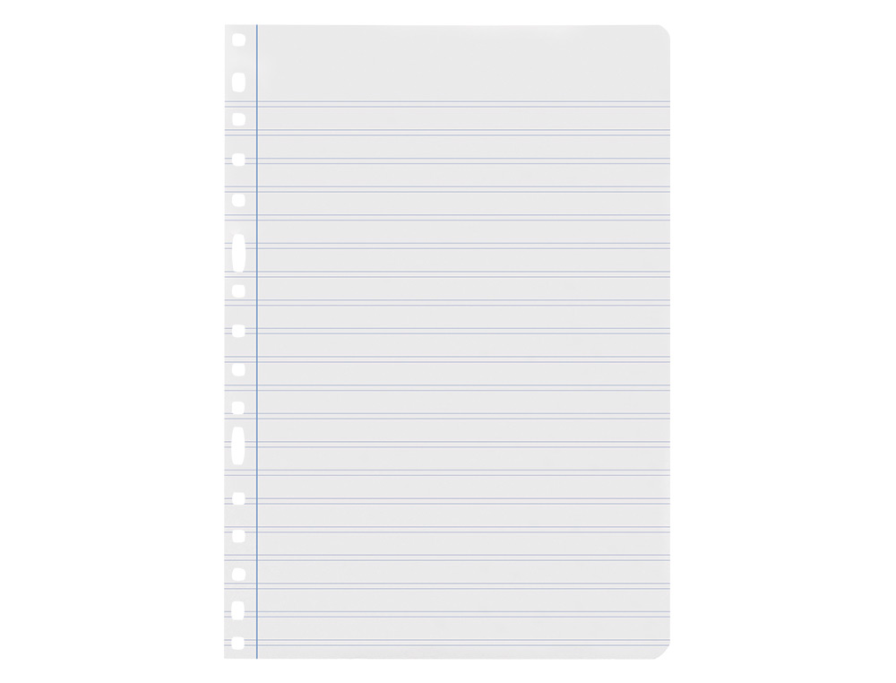 RECAMBIO LIDERPAPEL FOLIO 100 HOJAS 60G/M2 PAUTA 5 2.5MM CON MARGEN 16 TALADROS