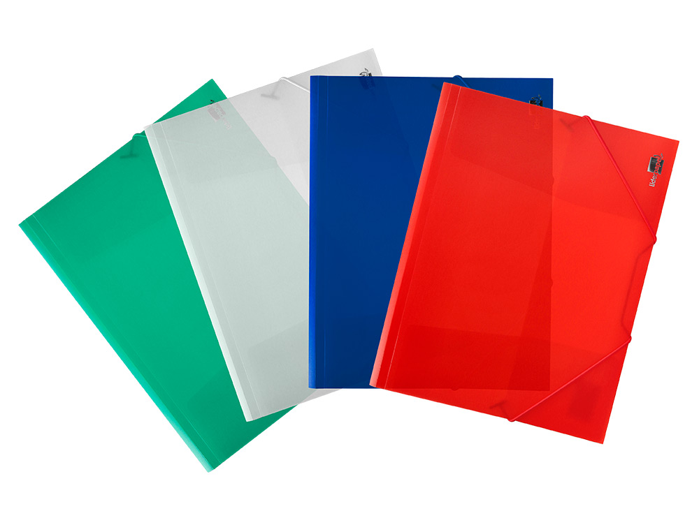 CARPETA LIDERPAPEL GOMAS SOLAPAS 34963 POLIPROPILENO DIN A4 VERDE TRANSLUCIDO