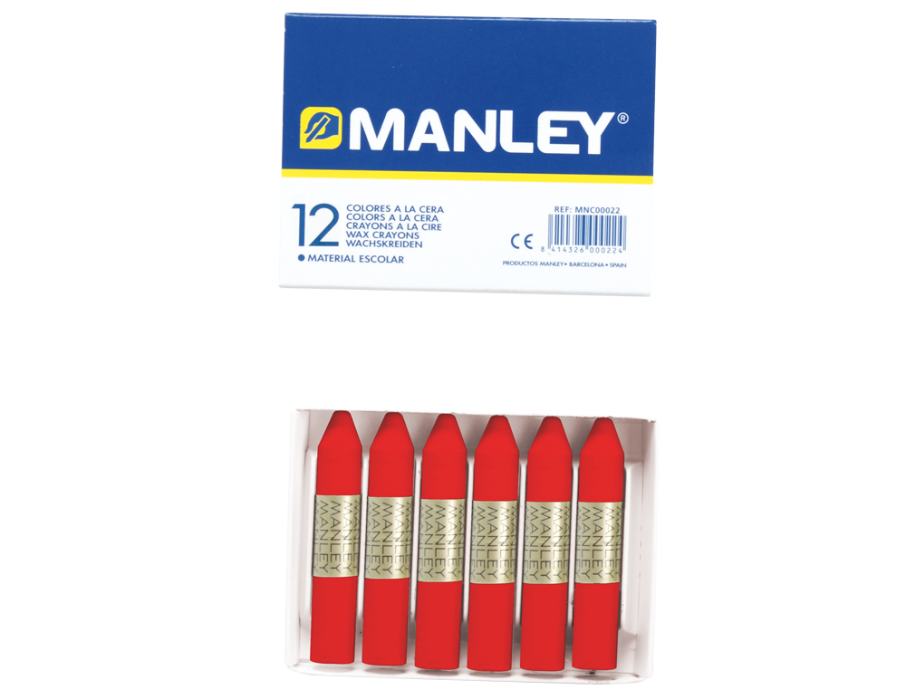 LAPICES CERA MANLEY UNICOLOR ROJO ESCARLATA N.9 CAJA DE 12 UNIDADES