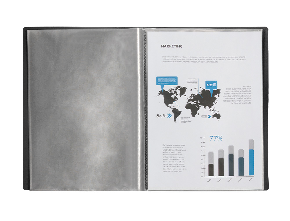 CARPETA LIDERPAPEL ESCAPARATE 37905 10 FUNDAS POLIPROPILENO DIN A4 NEGRO OPACO