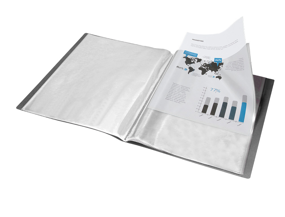 CARPETA LIDERPAPEL ESCAPARATE 37905 10 FUNDAS POLIPROPILENO DIN A4 NEGRO OPACO