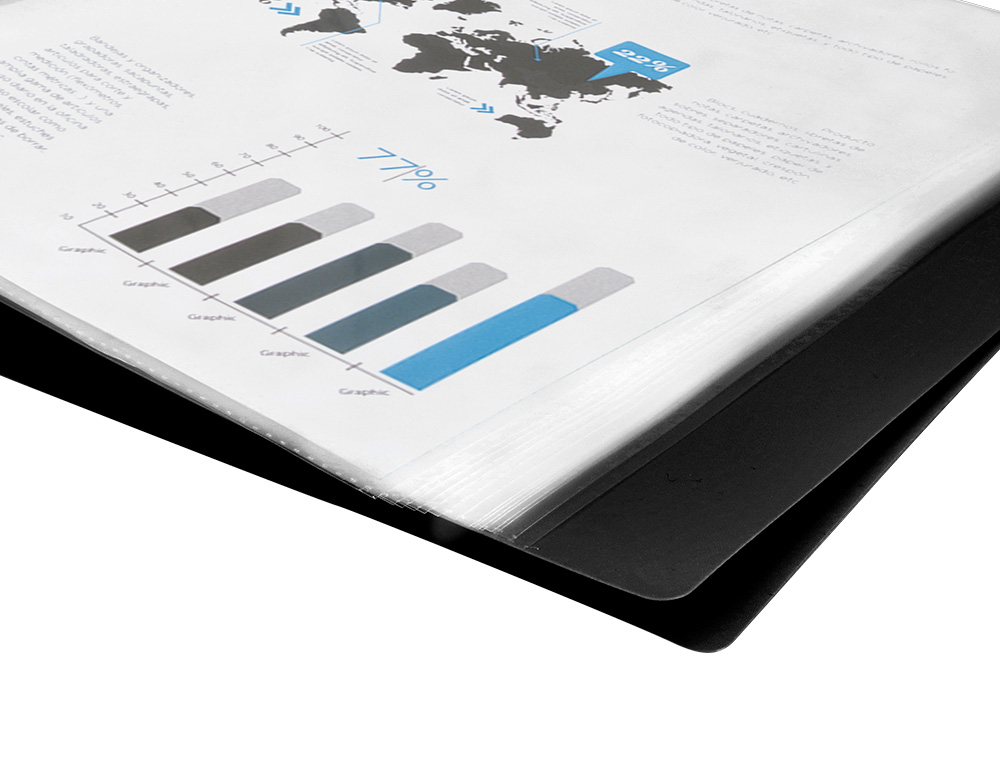 CARPETA LIDERPAPEL ESCAPARATE 37905 10 FUNDAS POLIPROPILENO DIN A4 NEGRO OPACO