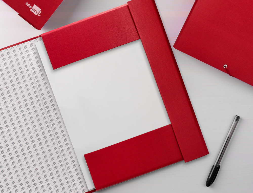 CARPETA PROYECTOS LIDERPAPEL FOLIO LOMO 70MM CARTON FORRADO ROJA