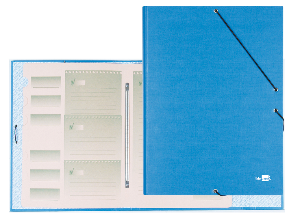 CARPETA CLASIFICADORA LIDERPAPEL 12 DEPARTAMENTOS FOLIO PROLONGADO CARTON FORRADO CELESTE