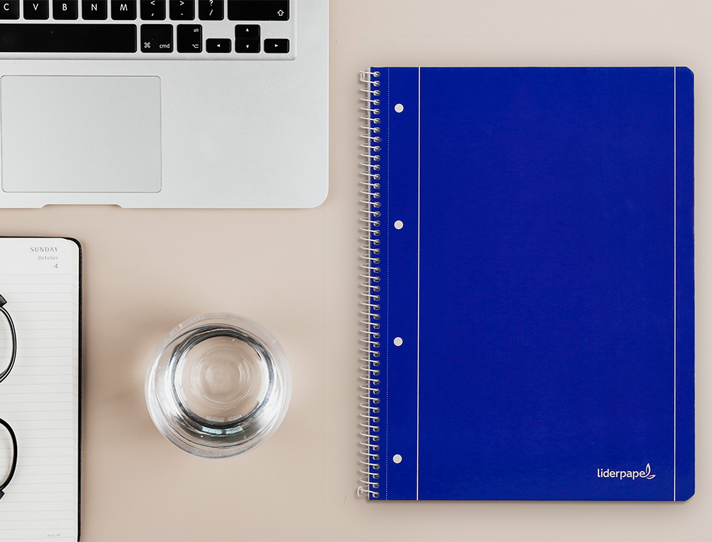 CUADERNO ESPIRAL LIDERPAPEL A4 MICRO SERIE AZUL TAPA BLANDA 80H 75 GR HORIZONTAL CON MARGEN 4 TALADROS AZUL