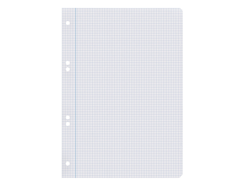 RECAMBIO LIDERPAPEL CUARTO 100 HOJAS 60G/M2 CUADRO 3MM CON MARGEN 6 TALADROS