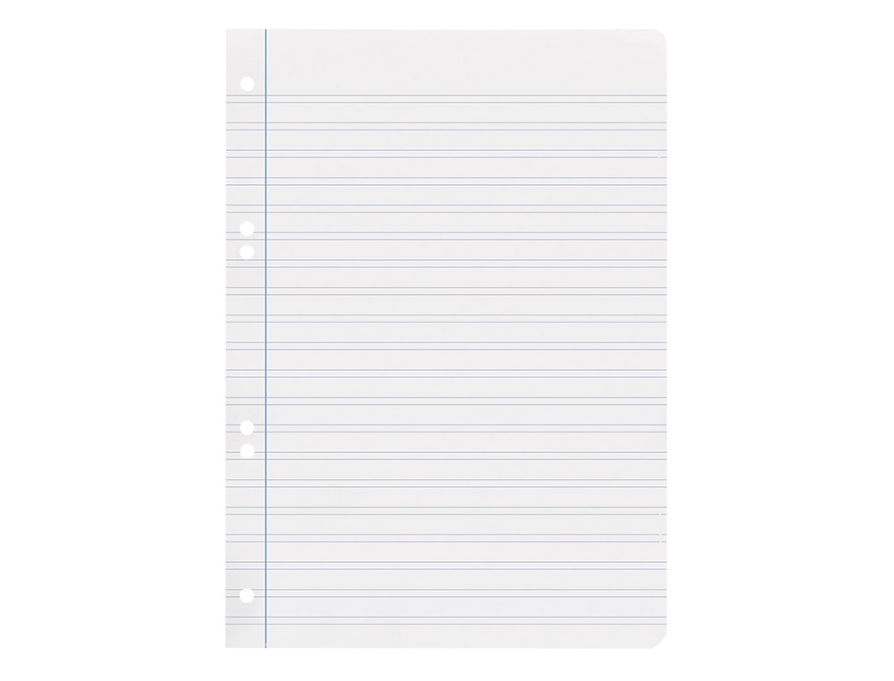 RECAMBIO LIDERPAPEL CUARTO 100 HOJAS 60G/M2 PAUTA 4ª 3.5MM CON MARGEN 6 TALADROS