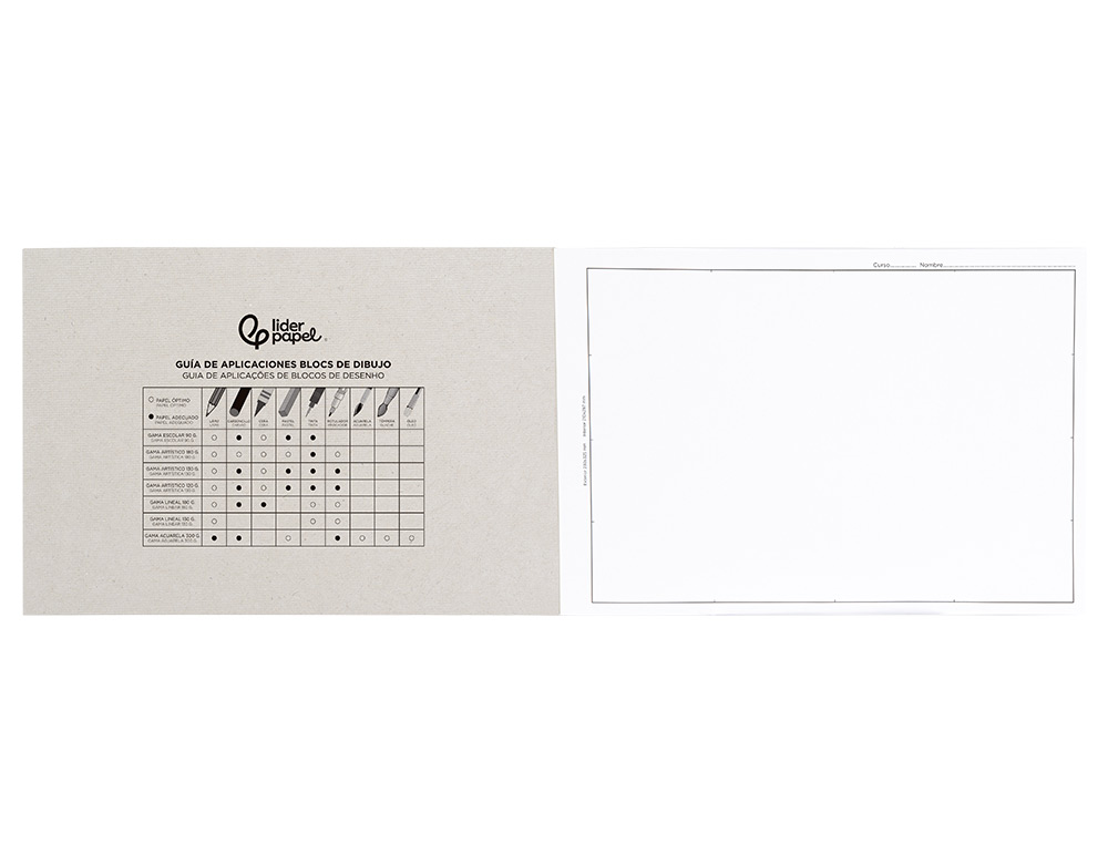 BLOC DIBUJO LIDERPAPEL LINEAL ENCOLADO 230X325MM 20 HOJAS 130 GR/M2 CON RECUADRO
