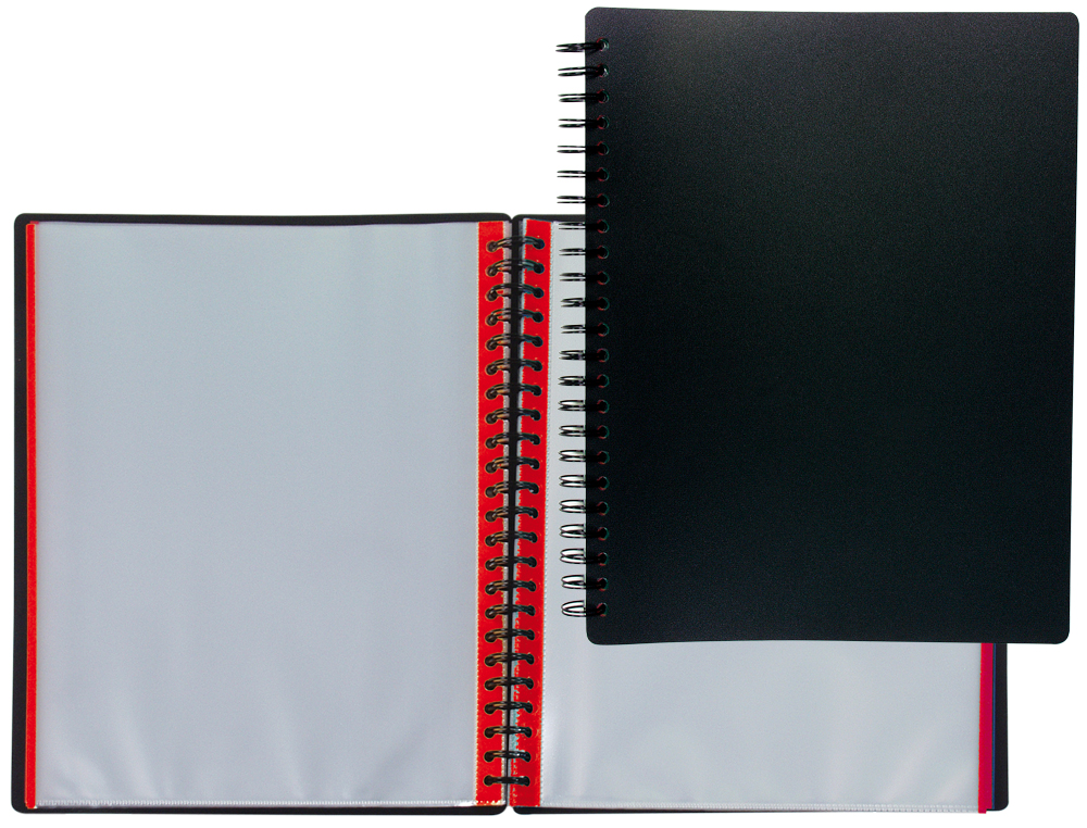 CARPETA LIDERPAPEL DIN A4 CON 20 FUNDAS INTERCAMBIABLES BORDES DE COLORES COLOR NEGRO