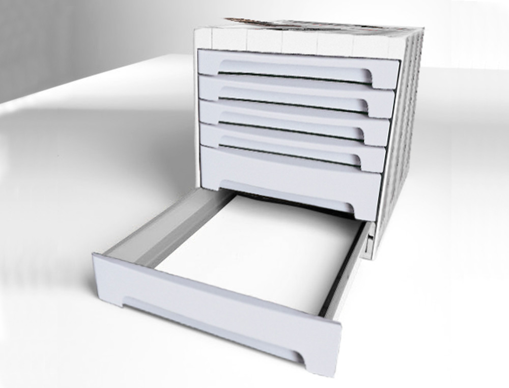 FICHERO CAJONES DE SOBREMESA ARCHIVO 2000 305X370X215 MM BANDEJA ORGANIZADORA SUPERIOR 6 CAJONES GRIS OPACO