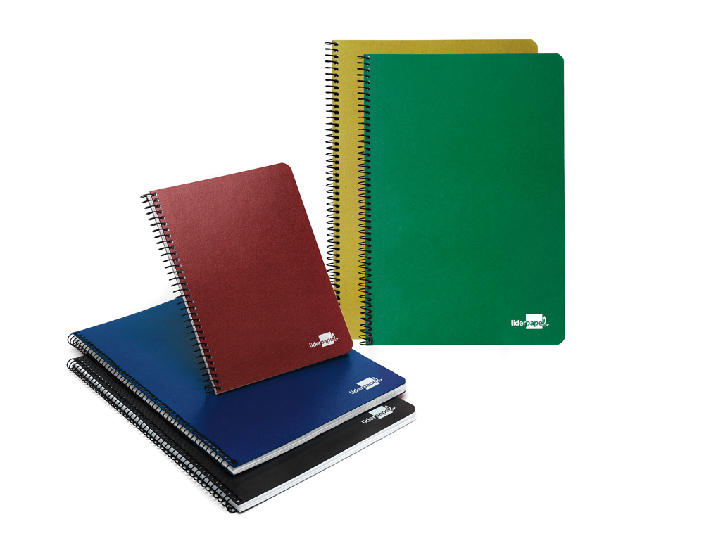 CUADERNO ESPIRAL LIDERPAPEL FOLIO TAPA DURA 80H 60 GR CUADRO 4MM CON MARGEN COLORES SURTIDOS