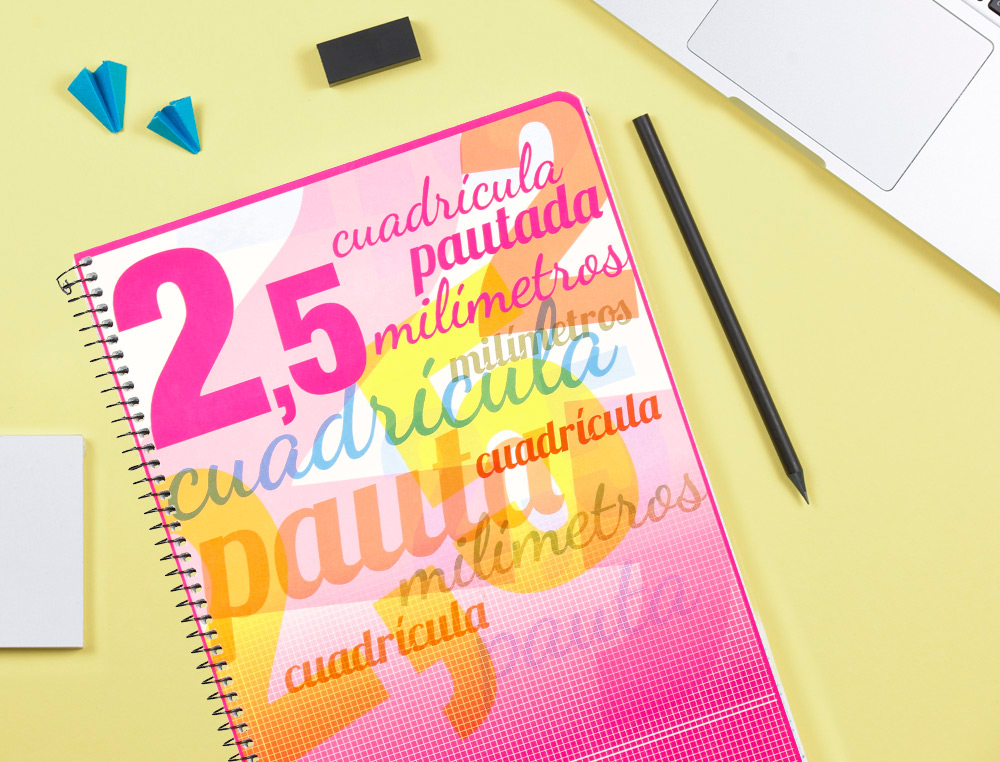 CUADERNO ESPIRAL LIDERPAPEL FOLIO PAUTAGUIA TAPA BLANDA 80H 75GR CUADRO PAUTADO 2,5MM CON MARGEN COLORES SURTIDOS