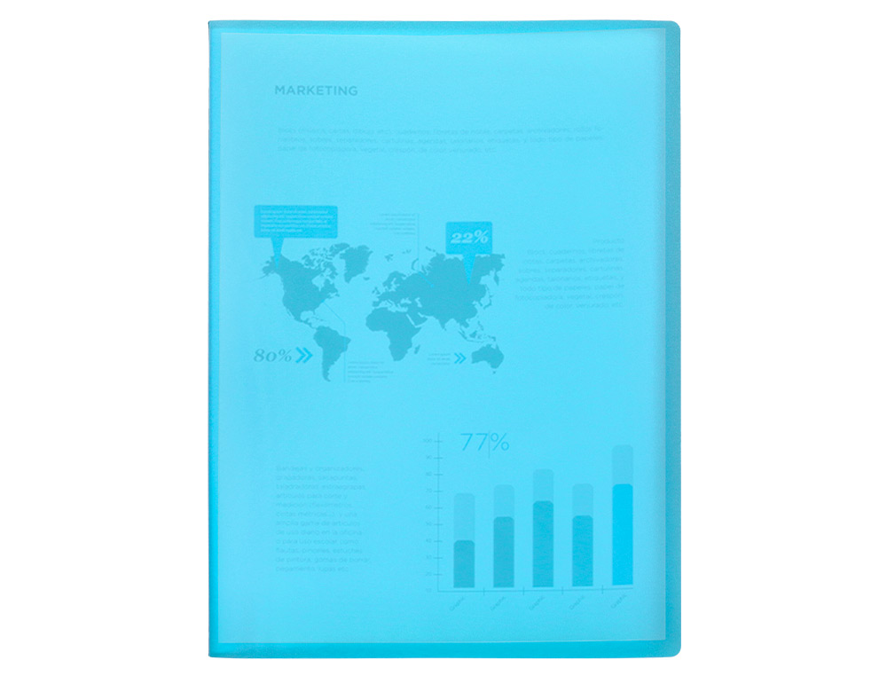 CARPETA LIDERPAPEL ESCAPARATE 47042 20 FUNDAS POLIPROPILENO DIN A4 AZUL TRANSLUCIDO