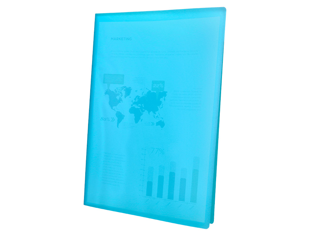 CARPETA LIDERPAPEL ESCAPARATE 47042 20 FUNDAS POLIPROPILENO DIN A4 AZUL TRANSLUCIDO