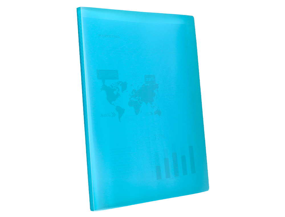 CARPETA LIDERPAPEL ESCAPARATE 47042 20 FUNDAS POLIPROPILENO DIN A4 AZUL TRANSLUCIDO
