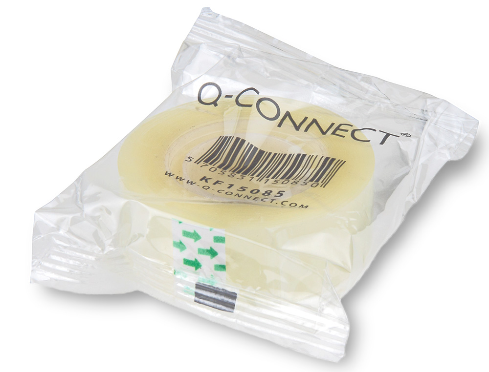CINTA ADHESIVA Q-CONNECT TRANSPARENTE 33 MT X 12 MM ENCELOFANADA