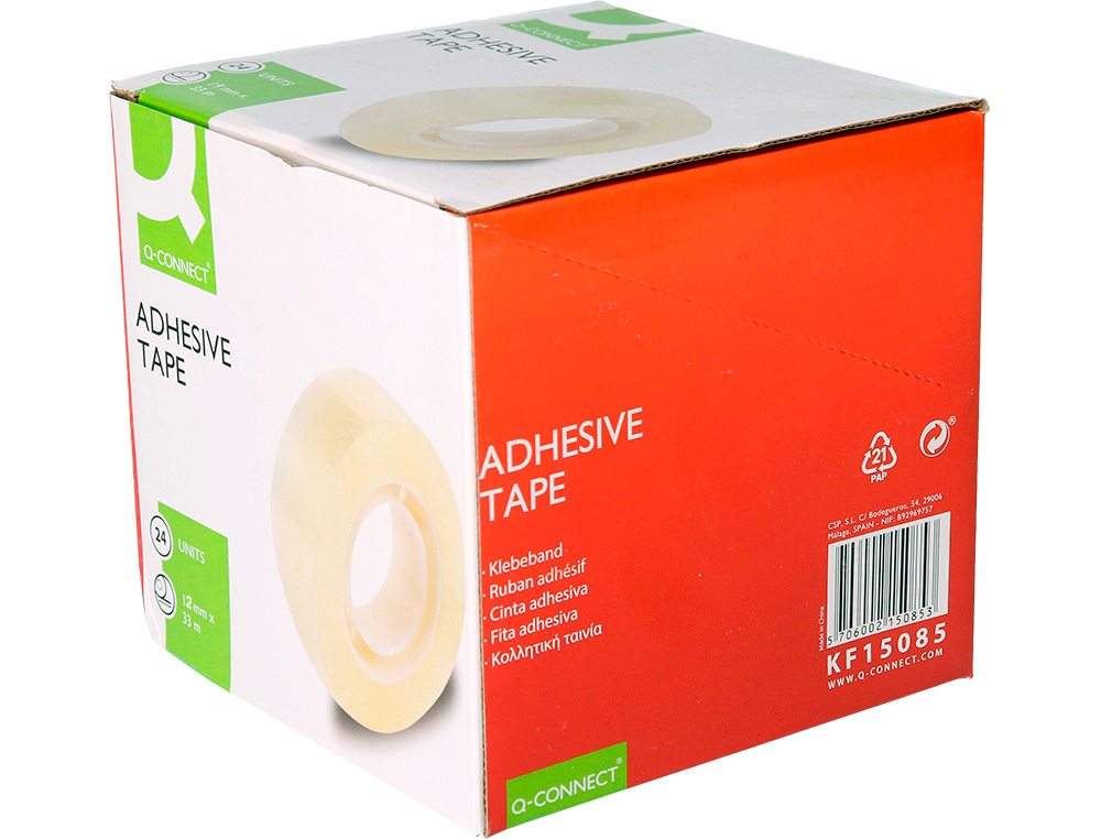 CINTA ADHESIVA Q-CONNECT TRANSPARENTE 33 MT X 12 MM ENCELOFANADA