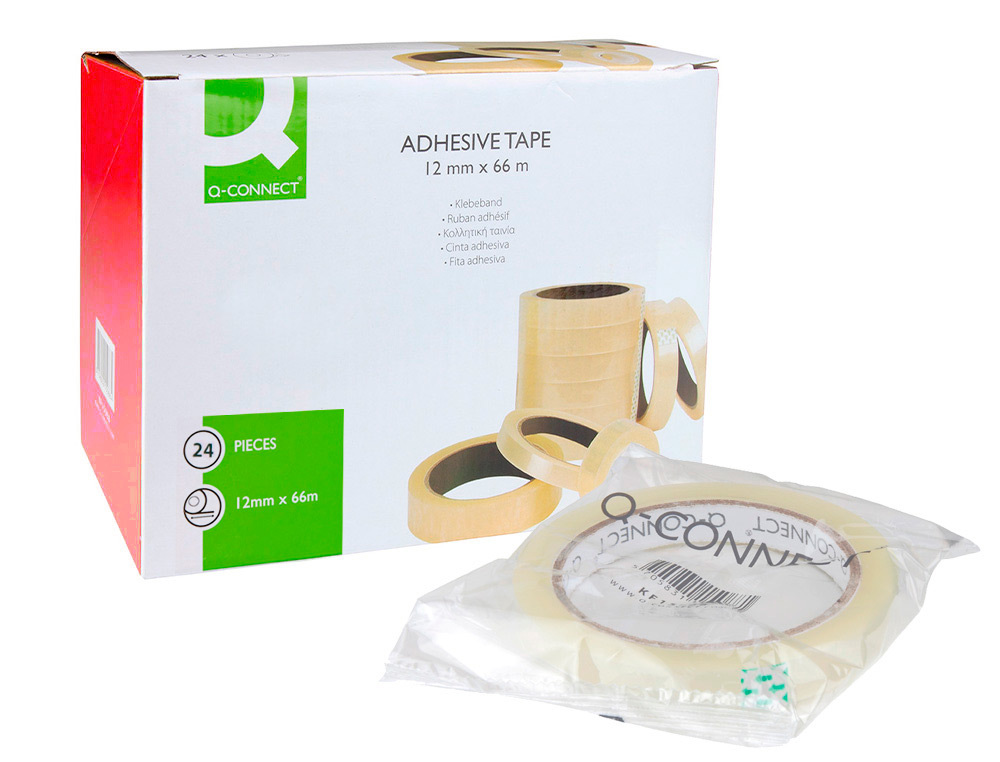CINTA ADHESIVA Q-CONNECT TRANSPARENTE 66 MT X 12 MM ENCELOFANADA
