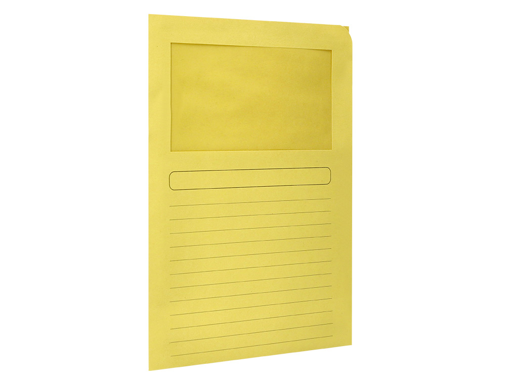SUBCARPETA CARTULINA Q-CONNECT DIN A4 AMARILLA CON VENTANA TRANSPARENTE 120 GR