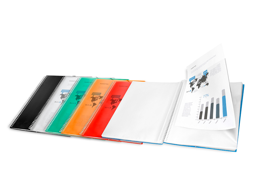 CARPETA LIDERPAPEL ESCAPARATE CON ESPIRAL 10 FUNDAS POLIPROPILENO DIN A4 AZUL
