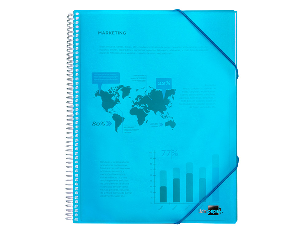 CARPETA LIDERPAPEL ESCAPARATE CON ESPIRAL 10 FUNDAS POLIPROPILENO DIN A4 AZUL