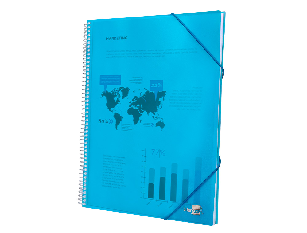CARPETA LIDERPAPEL ESCAPARATE CON ESPIRAL 10 FUNDAS POLIPROPILENO DIN A4 AZUL