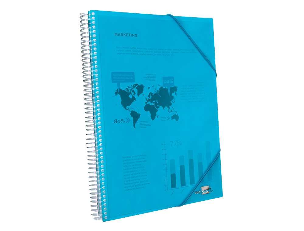 CARPETA LIDERPAPEL ESCAPARATE CON ESPIRAL 10 FUNDAS POLIPROPILENO DIN A4 AZUL