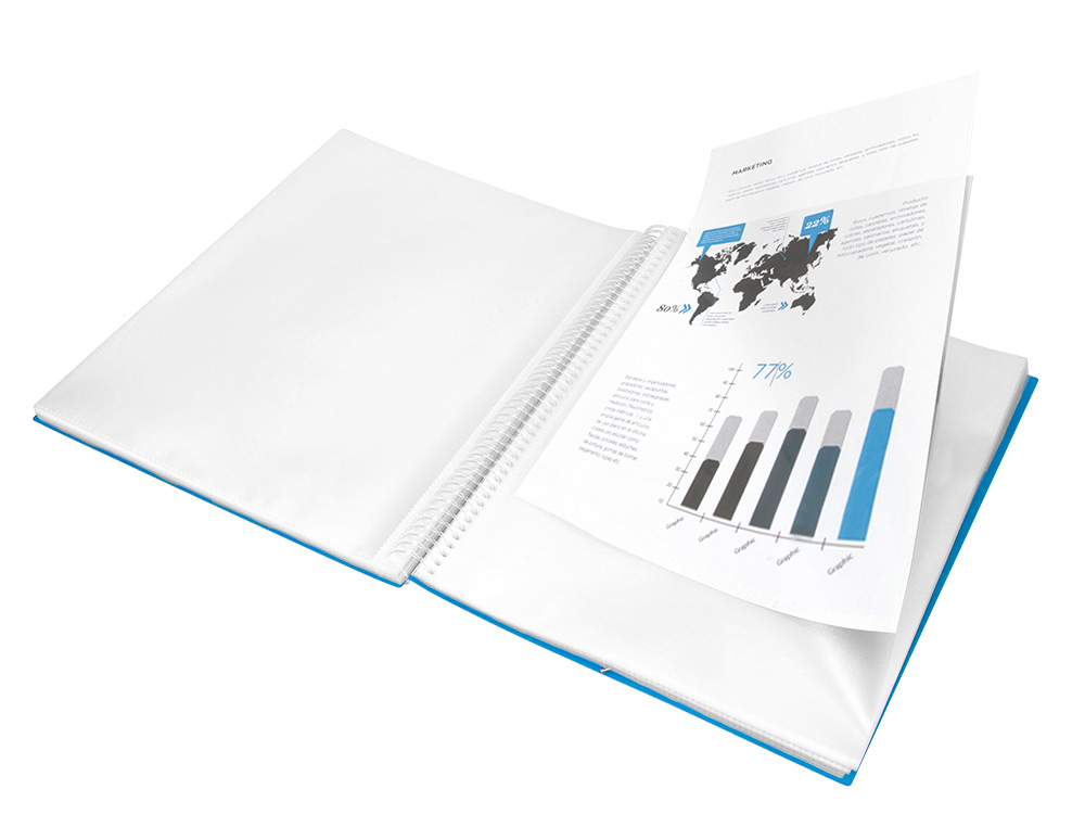 CARPETA LIDERPAPEL ESCAPARATE CON ESPIRAL 10 FUNDAS POLIPROPILENO DIN A4 AZUL