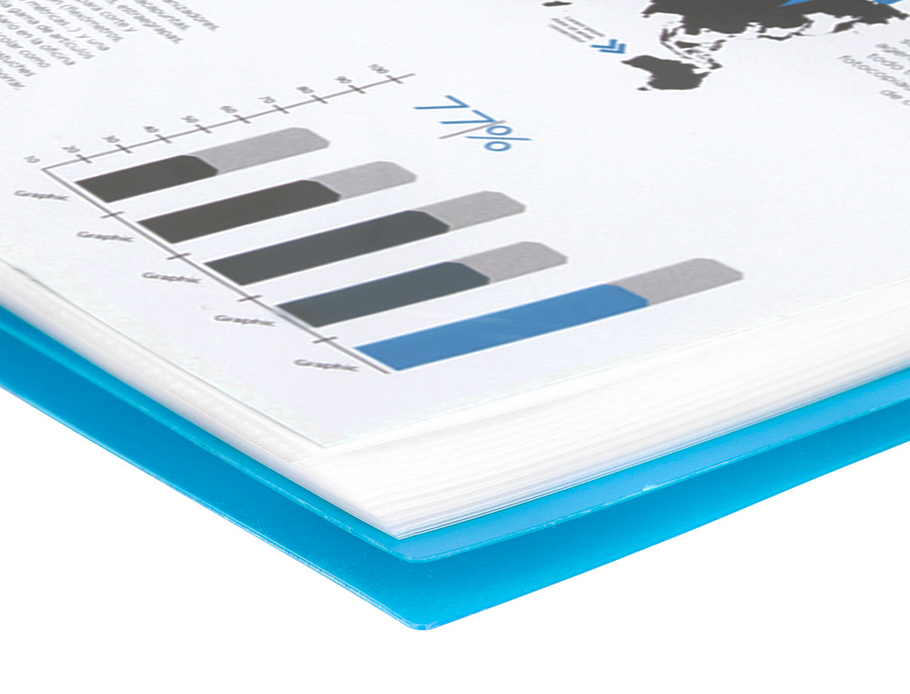CARPETA LIDERPAPEL ESCAPARATE CON ESPIRAL 10 FUNDAS POLIPROPILENO DIN A4 AZUL