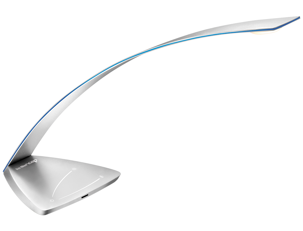 LAMPARA DE ESCRITORIO CEP LED 9,5W 530LM BRILLO REGULABLE CABEZA ORIENTABLE CON PUERTO USB GRIS METALIZADO