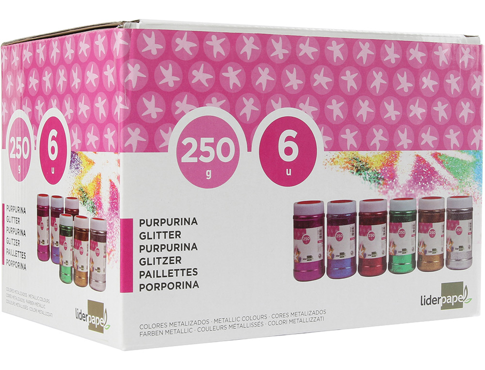 PURPURINA LIDERPAPEL FANTASIA COLORES METALICOS SURTIDOS BOTE DE 250 GR